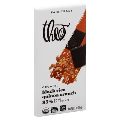 Theo Chocolate Black Rice Quinoa Crunch Organic Dark Chocolate 12/3 OZ [UNFI #1803600] [ebt] T