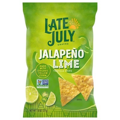 Late July Snacks Tortilla Chips Jalapeno Lime 12/7.8 OZ [UNFI #2805232] [ebt]