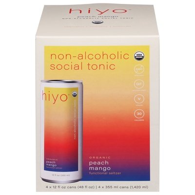 Hiyo Functional Seltzer Organic Peach Mango 6/4/12 OZ [UNFI #2916609] [ebt] T