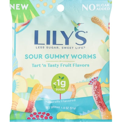 Lilys Gummy Worms Tart N Tasty Fruit Flavors Sour 12/1.8 oz [UNFI-CARLISLE #2804151 ] [ebt]