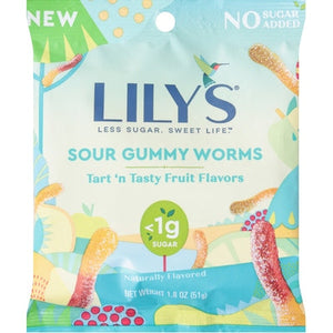 Lilys Gummy Worms Tart N Tasty Fruit Flavors Sour 12/1.8 oz [UNFI-CARLISLE #2804151 ] [ebt]