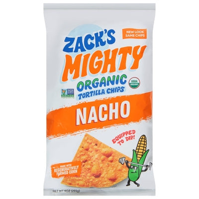 Zacks Mighty Tortilla Chips Organic Nacho 9/9 OZ [UNFI #2951903] [ebt]