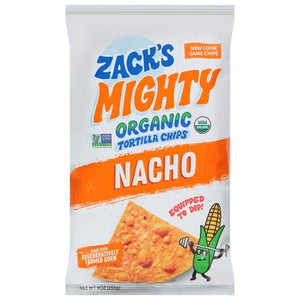 Zacks Mighty Tortilla Chips Organic Nacho 9/9 OZ [UNFI #2951903] [ebt]