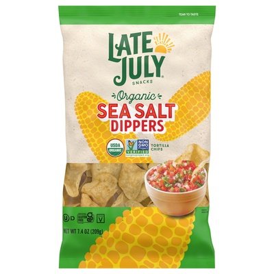 Late July Snacks Tortilla Chips Organic Sea Salt Dippers 9/7.4 OZ [UNFI #2827343] [ebt]