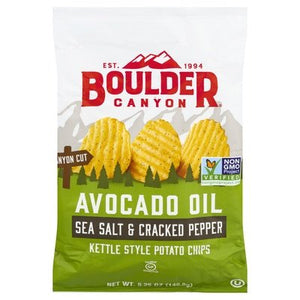 Boulder Canyon Potato Chips Sea Salt & Cracked Pepper Avocado Oil Kettle Style 12/5.25 OZ [UNFI #1590496] [ebt]