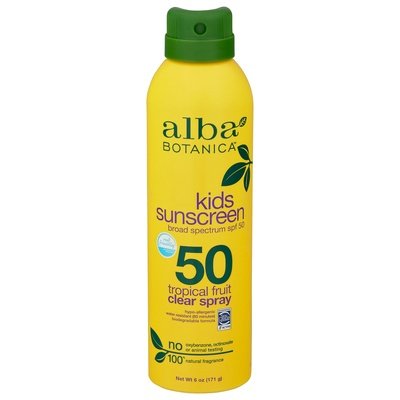 Alba Botanica Sunscreen Tropical Fruit Clear Spray Broad Spectrum SPF 50 Kids 5 OZ [UNFI #2927069] T