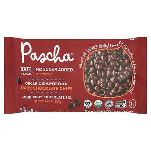 Pascha Dark Chocolate Chips Organic Unsweetened 6/8.8 OZ [UNFI #1569078] [ebt]