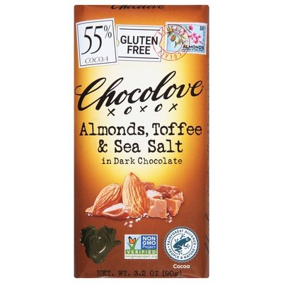 Chocolove Almonds Toffee & Sea Salt In Dark Chocolate 12/3.2 OZ [UNFI #2198430] [ebt] T