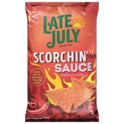 Late July Snacks Tortilla Chips Scorchin Sauce 12/7.8 OZ [UNFI #3049343] [ebt]
