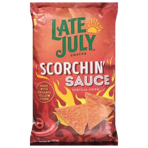 Late July Snacks Tortilla Chips Scorchin Sauce 12/7.8 OZ [UNFI #3049343] [ebt]