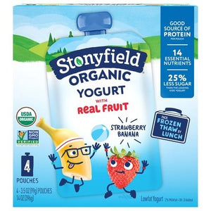 Stonyfield Organic Yogurt with Real Fruit Organic Reduced Fat Strawberry Banana 6/4/3.5OZ [UNFI #2029650] [ebt]