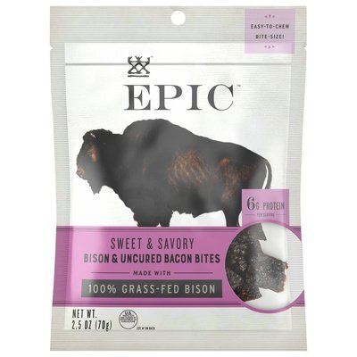 Epic Bison & Uncured Bacon Bites Sweet & Savory Bite-Size! 8/2.5 OZ [UNFI #2171296] [ebt] T