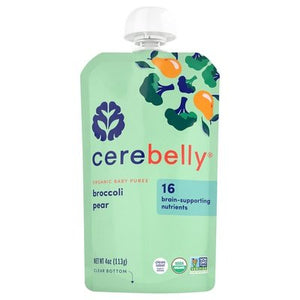 Cerebelly Baby Puree Organic Broccoli Pear 6/4 OZ [UNFI #2529329] [ebt]