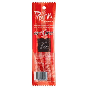Primal Spirit Foods Meatless Jerky Strips Vegan Shiitake Mushrooms Hot & Spicy 24/1 OZ [UNFI #0267310] [ebt]