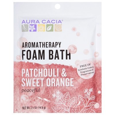 Aura Cacia Foam Bath Aromatherapy Patchouli & Sweet Orange 6/2.5 OZ [UNFI #682393] T