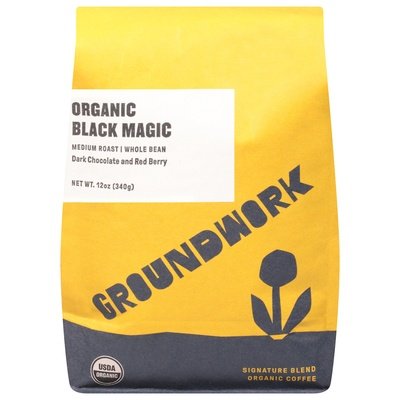 Groundwork Coffee Coffee Organic Whole Bean Medium Roast Black Magic 6/12 OZ [UNFI #2929206] [ebt]