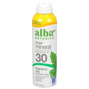Alba Botanica Sunscreen Spray Sheer Mineral Fragrance Free Broad Spectrum SPF 30 5 OZ [UNFI #2927077] T