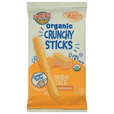 Earths Best Teething Snack Cheddar Cheese Crunchy Sticks Ages 6 M+ 5/.56 OZ [UNFI #2925428] [ebt]