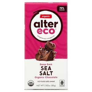 Alter Eco Dark Chocolate Organic Deep Dark Sea Salt 70% Cocoa 12/2.82 OZ [UNFI #1542919] [ebt] T