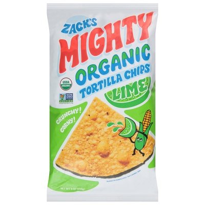 Zacks Mighty Tortilla Chips Organic Lime 9/9 OZ [UNFI #2873727] [ebt]