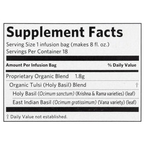 Organic India Herbal Supplement Tulsi Original Caffeine Free Infusion Bags 6/18 Ct [UNFI #0124966] [ebt]