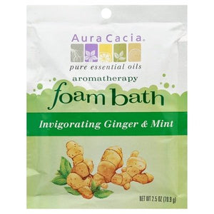 Aura Cacia Foam Bath Aromatherapy Invigorating Ginger & Mint 6/2.5 OZ [UNFI #682369] T