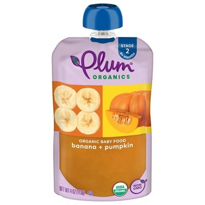 Plum Organics Stage 2 Organic Banana & Pumpkin 4oz Pouch 6/4 OZ [UNFI #1144575] [ebt]