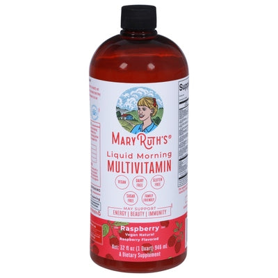 Mary Ruths Multivitamin Liquid Morning Raspberry Flavored 32 OZ [UNFI #2888188] T