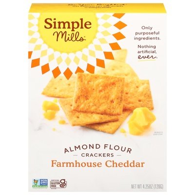 Simple Mills Crackers Almond Flour Farmhouse Cheddar 6/4.25 OZ [UNFI #1827344] [ebt]