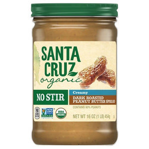 Santa Cruz Organic Peanut Butter Spread Dark Roasted Creamy No Stir 12/16 OZ [UNFI #3091303] [ebt]