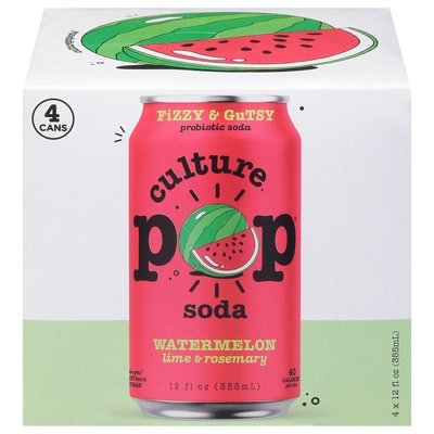 Culture Pop Soda Probiotic Soda Watermelon Lime & Rosemary 6/4/12 OZ [UNFI #2706653] [ebt] T