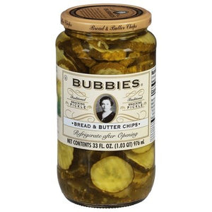 Bubbies Pickle Bread & Butter Chips Snacking 6/33 OZ [UNFI #2468593] [ebt]