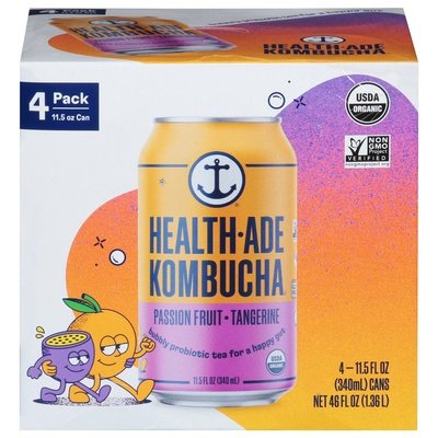 Health-Ade Kombucha Passion Fruit Tangerine 4 Pack 4/11.5 OZ [UNFI #2977916] [ebt]