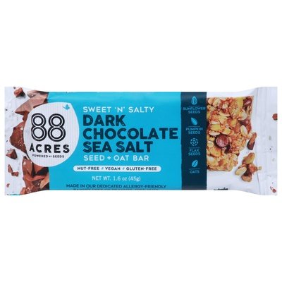 88 Acres Seed + Oat Bar Dark Chocolate Sea Salt 9/1.6 OZ [UNFI #1898568] [ebt]