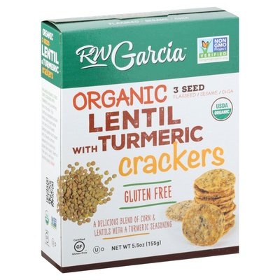 R W Garcia Crackers Lentil with Turmeric 3 Seed Organic 6/5.5 OZ [UNFI #2273076] [ebt]