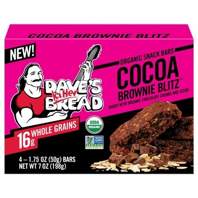 Daves Killer Bread Snack Bars Organic Cocoa Brownie Blitz 6/4/1.75 Z [UNFI #2800787] [ebt]
