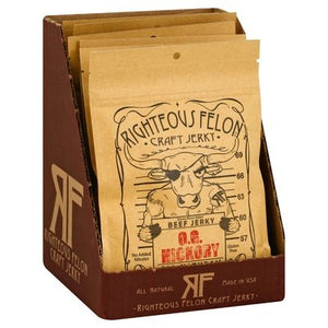 Righteous Felon Craft Jerky Beef Jerky O.G. Hickory 8/2 OZ [UNFI #2032688] [ebt]