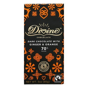 Divine Chocolate Dark Chocolate With Ginger & Orange 12/3 OZ [UNFI #2398675] [ebt] T