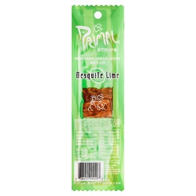 Primal Spirit Foods Meatless Jerky Strips Vegan Seitan Mesquite Lime 24/1 OZ [UNFI #0330621] [ebt]