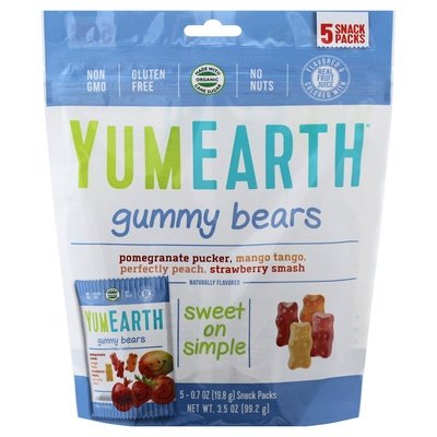 Yumearth Gummy Bears Assorted 5 Snack Packs 12/5/.7 OZ [UNFI #1233436] [ebt] T