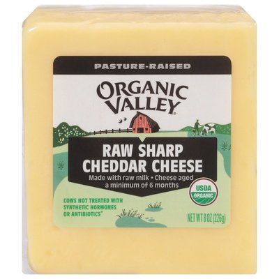 Organic Valley Cheese Sharp Cheddar Raw 12/8 OZ [UNFI #0198408] [ebt]