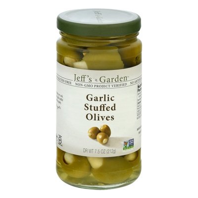 Jeffs Garden Olives Gluten Free Garlic Stuffed 6/7.5 OZ [UNFI #1142710] [ebt]