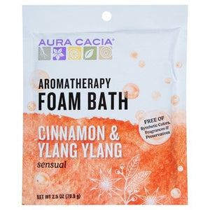 Aura Cacia Foam Bath Aromatherapy Cinnamon & Ylang Ylang Sensual 6/2.5 OZ [UNFI #682336] T