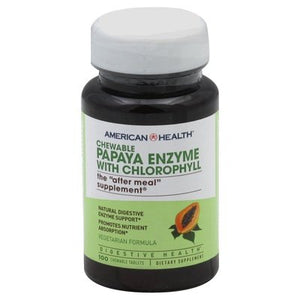 American Health Papaya Enzyme With Chlorophyll Vegetarian Formula Chewable Tablets 100 Tab [UNFI #0279000] T