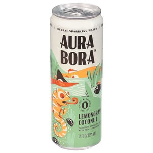 Aura Bora Herbal Sparkling Water Lemongrass Coconut 12/12 OZ [UNFI #2610798] [ebt] T