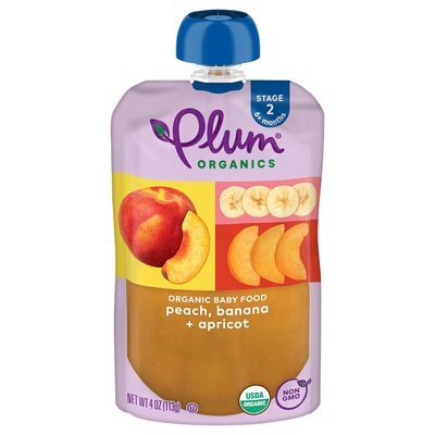 Plum Organics Stage 2 Organic Peach Banana & Apricot 4oz Pouch 6/4 OZ [UNFI #1144542] [ebt]