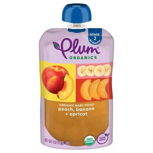 Plum Organics Stage 2 Organic Peach Banana & Apricot 4oz Pouch 6/4 OZ [UNFI #1144542] [ebt]