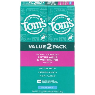 Toms Of Maine Antiplaque & Whitening Toothpaste Peppermint Value 2 Pack 9 OZ [UNFI #3037736] T