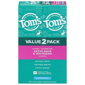 Toms Of Maine Antiplaque & Whitening Toothpaste Peppermint Value 2 Pack 9 OZ [UNFI #3037736] T