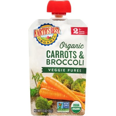 Earths Best Stage 2 Carrots & Broccoli Organic Veggie Puree 12/3.5 OZ [UNFI #1196856] [ebt]